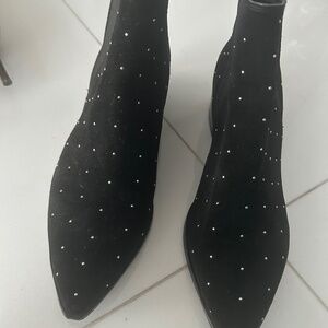 Black suede booties with metal dots- size 8.5
